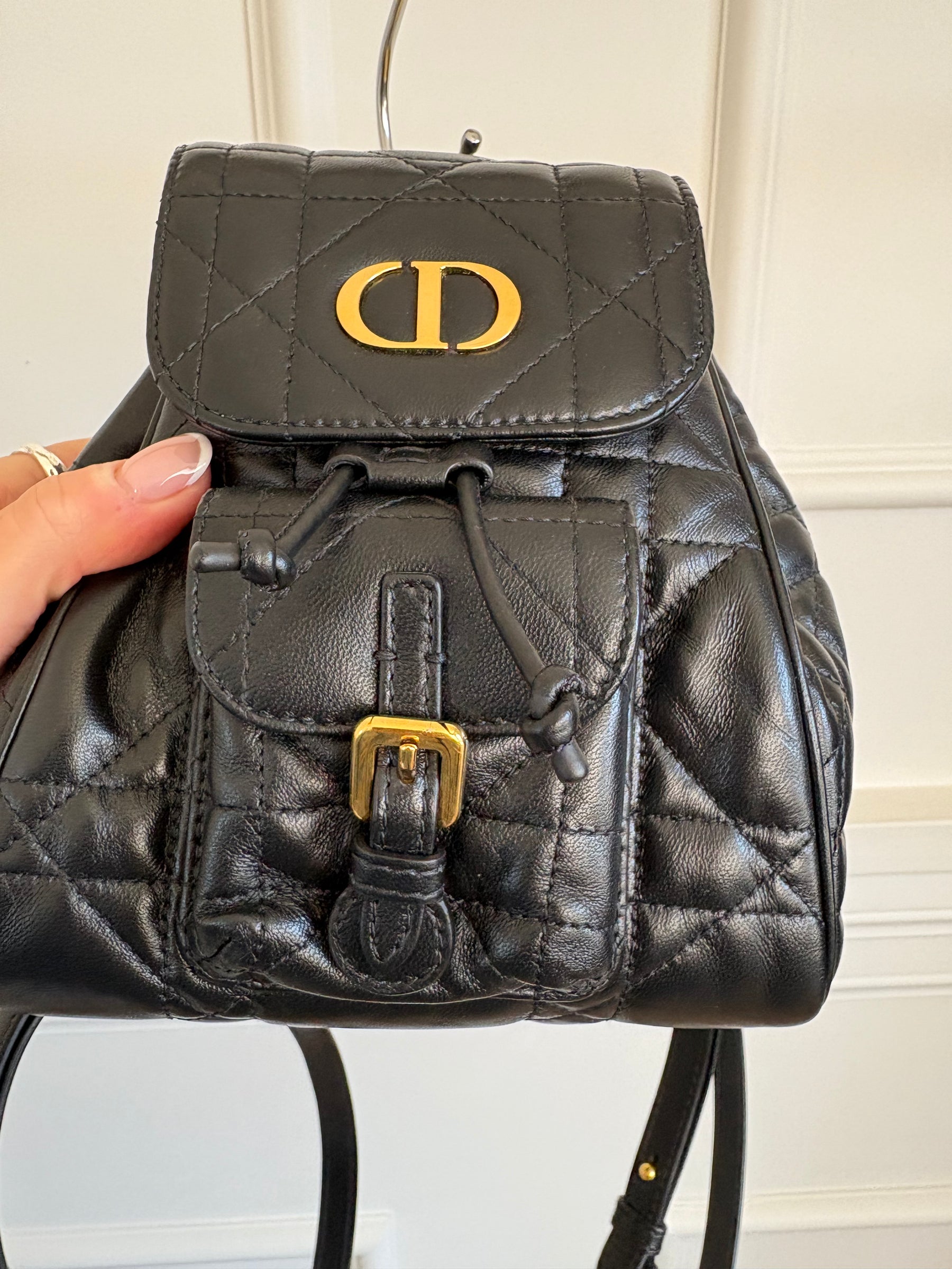 Dior Black Macrocannage Lambskin Small Caro Backpack