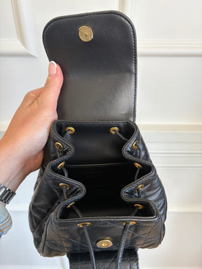 Dior Black Macrocannage Lambskin Small Caro Backpack