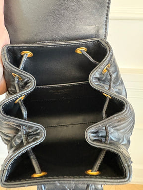 Dior Black Macrocannage Lambskin Small Caro Backpack