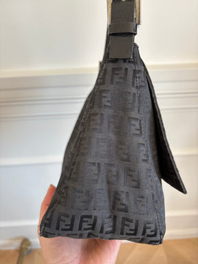 Fendi Black Canvas FF Monogram Mama Baguette Bag
