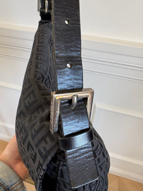 Fendi Black Canvas FF Monogram Mama Baguette Bag