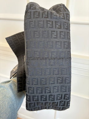 Fendi Black Canvas FF Monogram Mama Baguette Bag