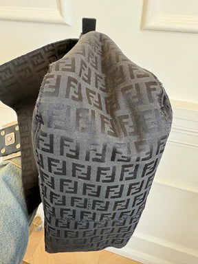 Fendi Black Canvas FF Monogram Mama Baguette Bag