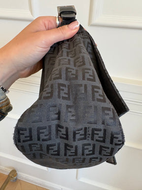 Fendi Black Canvas FF Monogram Mama Baguette Bag
