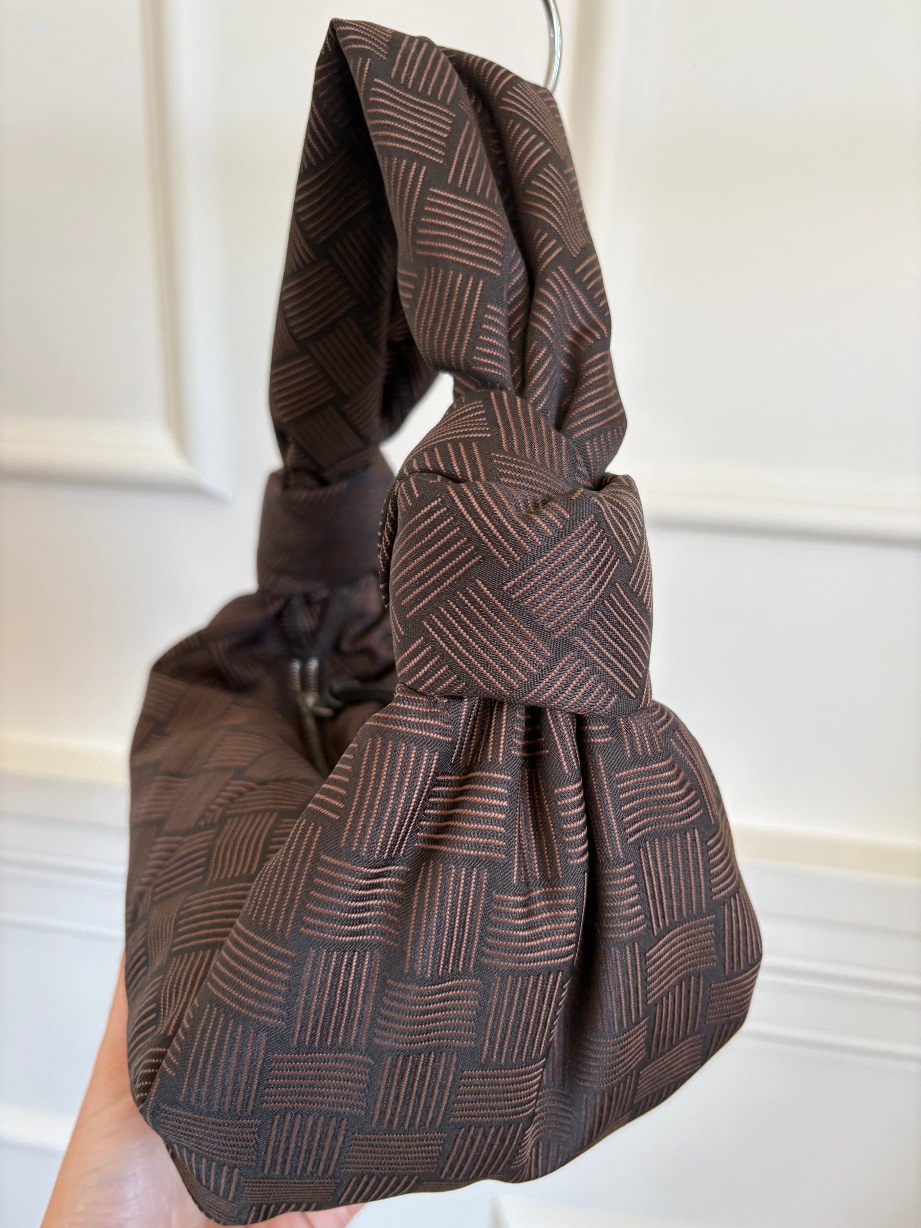 Bottega Venetta Cloth Double Know Bag In Brown