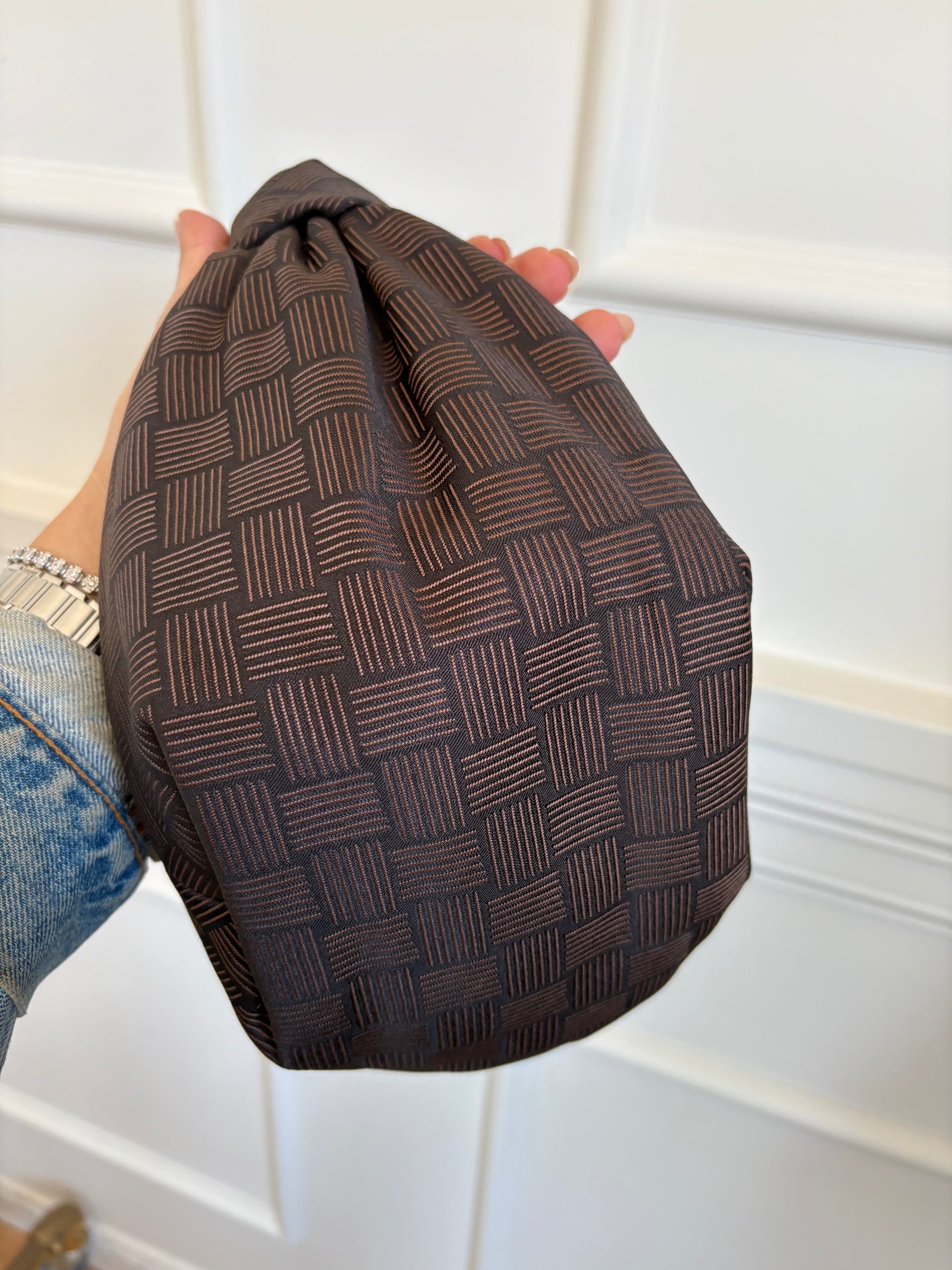 Bottega Venetta Cloth Double Know Bag In Brown