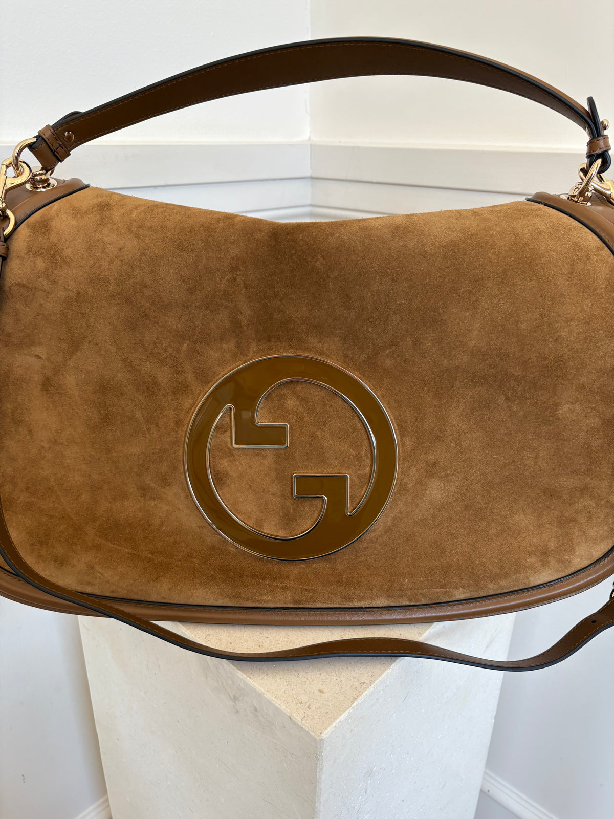 Gucci Tan Suede and Leather Maxi Blondie Bag