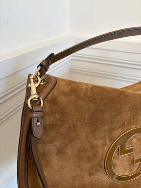 Gucci Tan Suede and Leather Maxi Blondie Bag