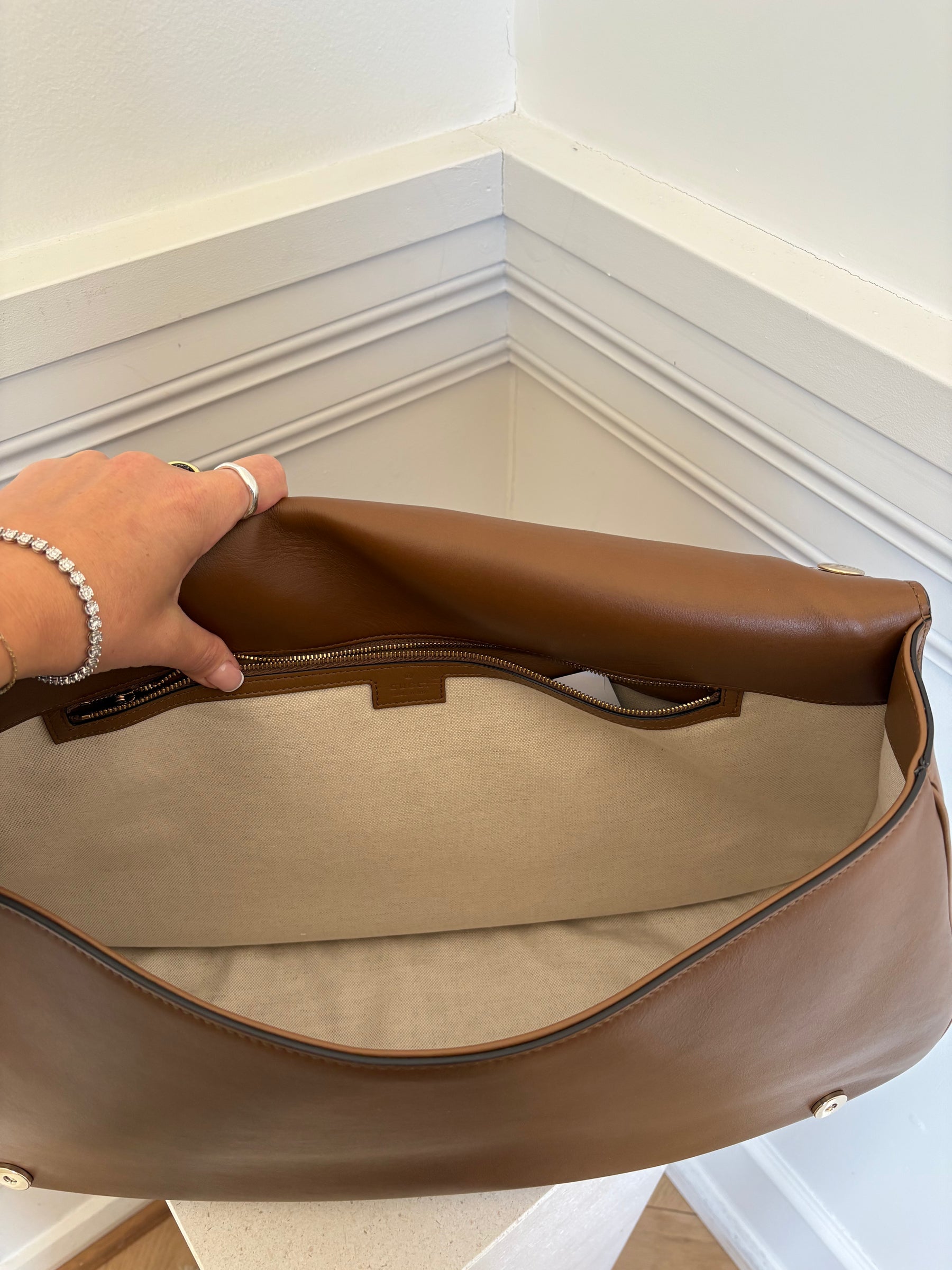 Gucci Tan Suede and Leather Maxi Blondie Bag