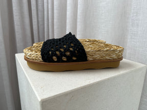 Chloé Black Wavy Crochet Slides, 37