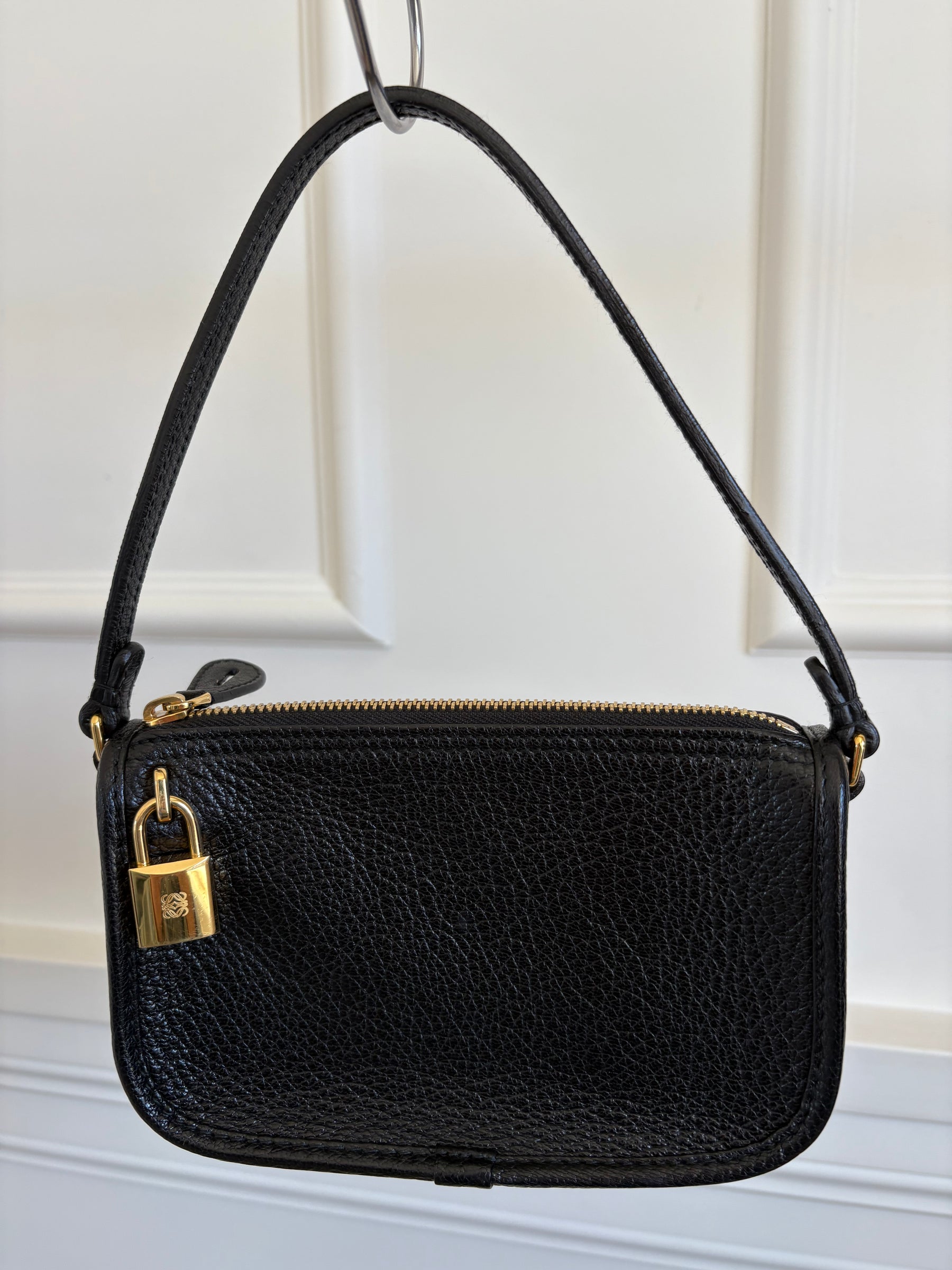 Loewe Black Grained Leather Mini Shoulder Bag