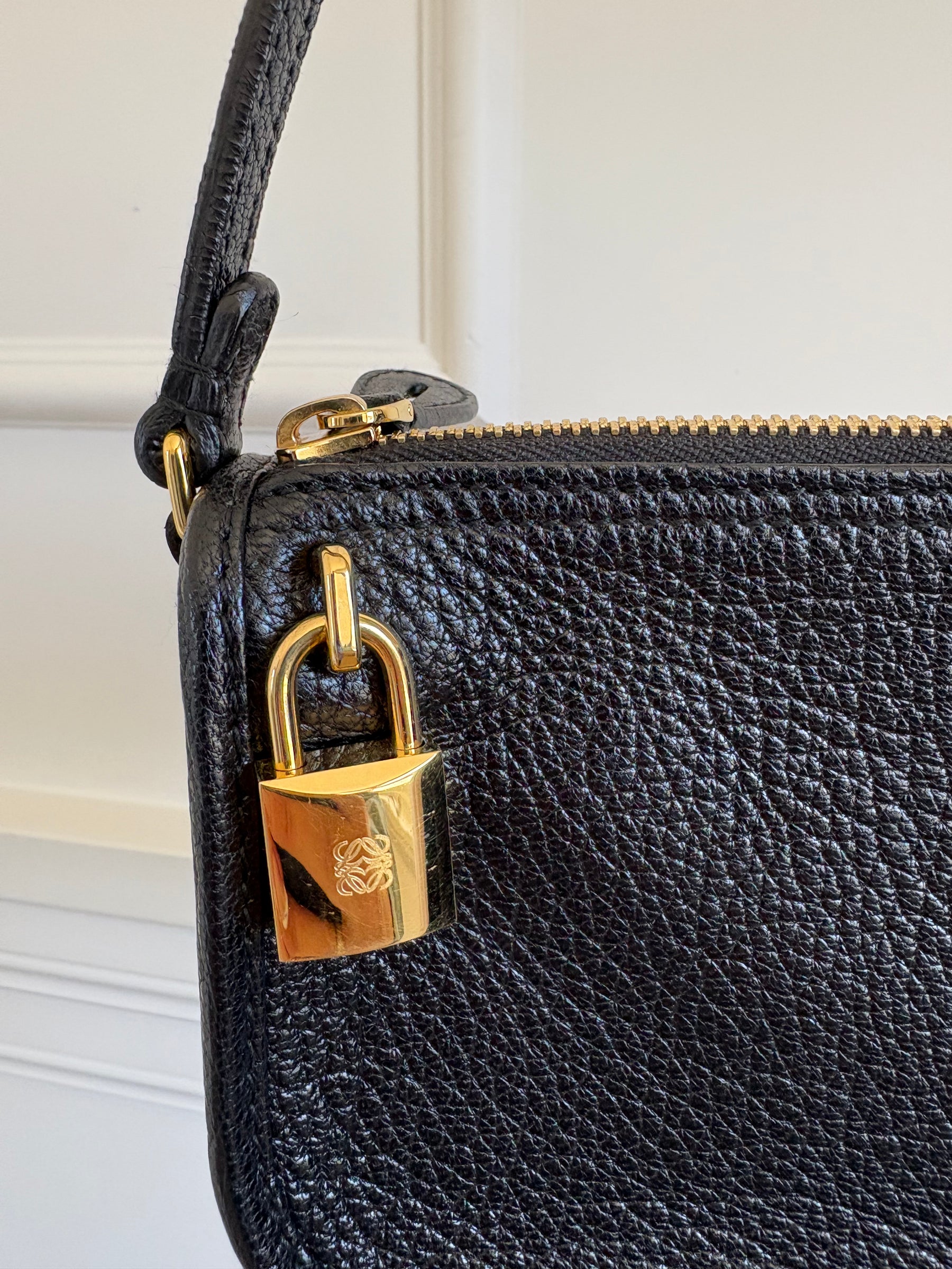 Loewe Black Grained Leather Mini Shoulder Bag