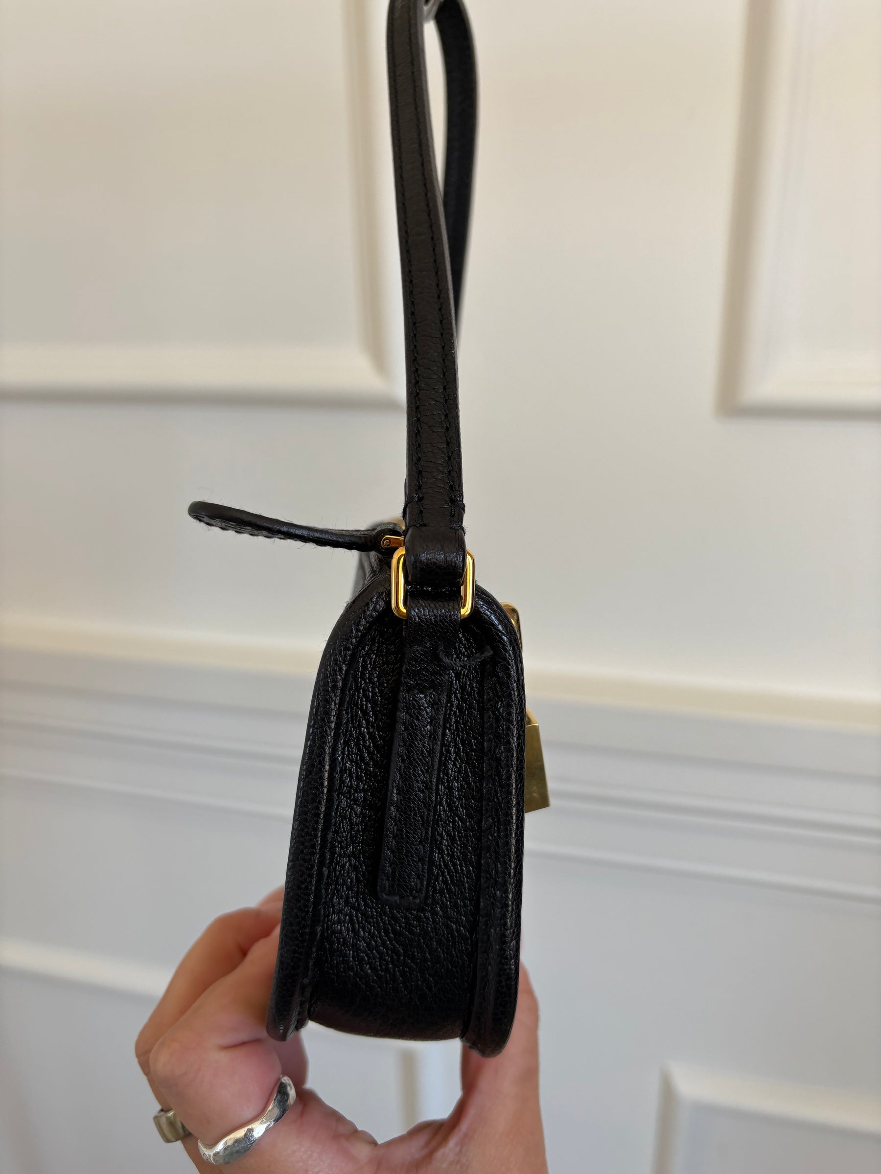 Loewe Black Grained Leather Mini Shoulder Bag