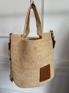 Loewe Raffia Split Crossbody Bag With Strap