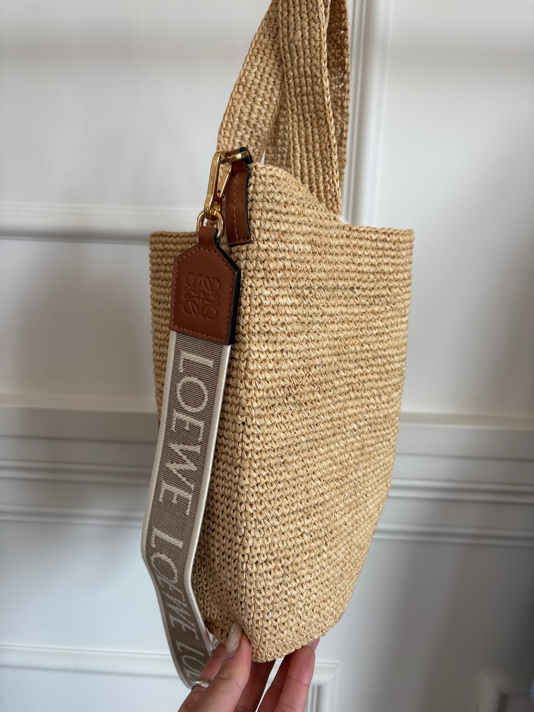 Loewe Raffia Split Crossbody Bag With Strap