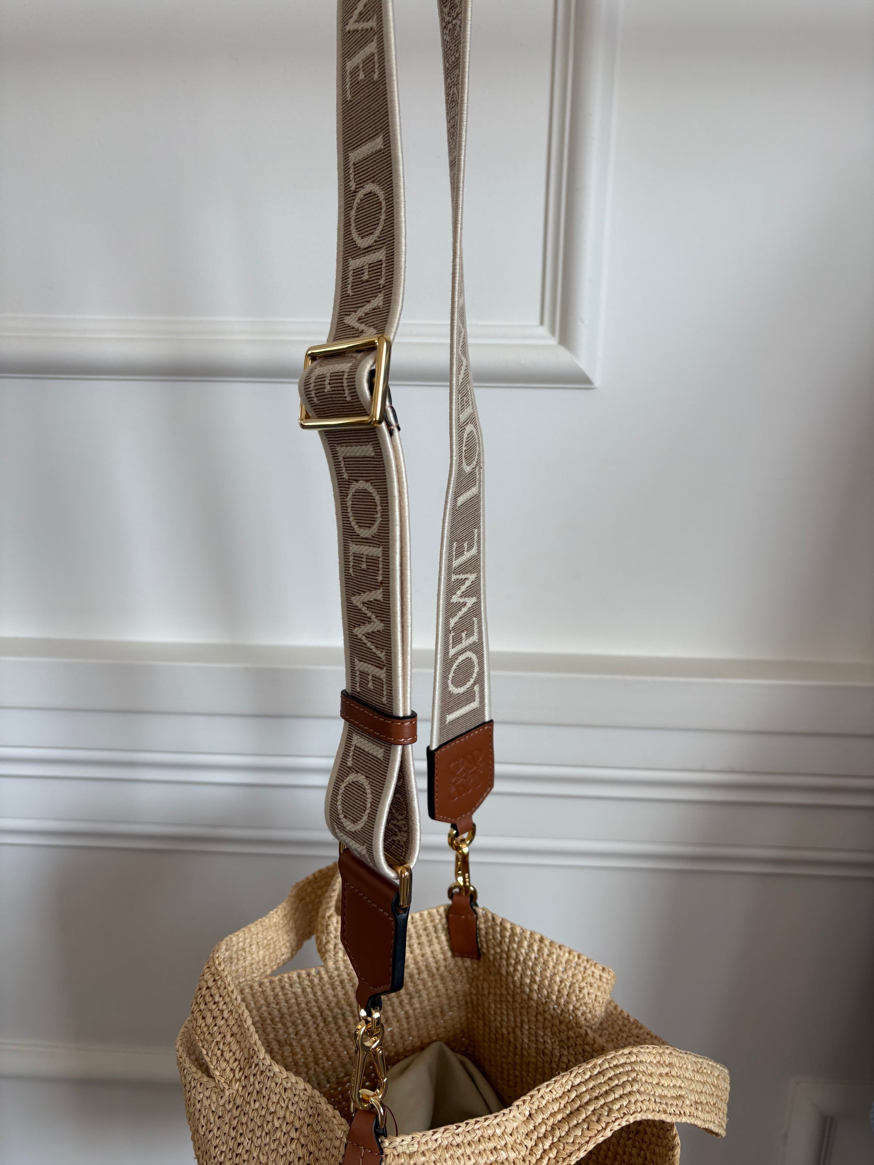 Loewe Raffia Split Crossbody Bag With Strap