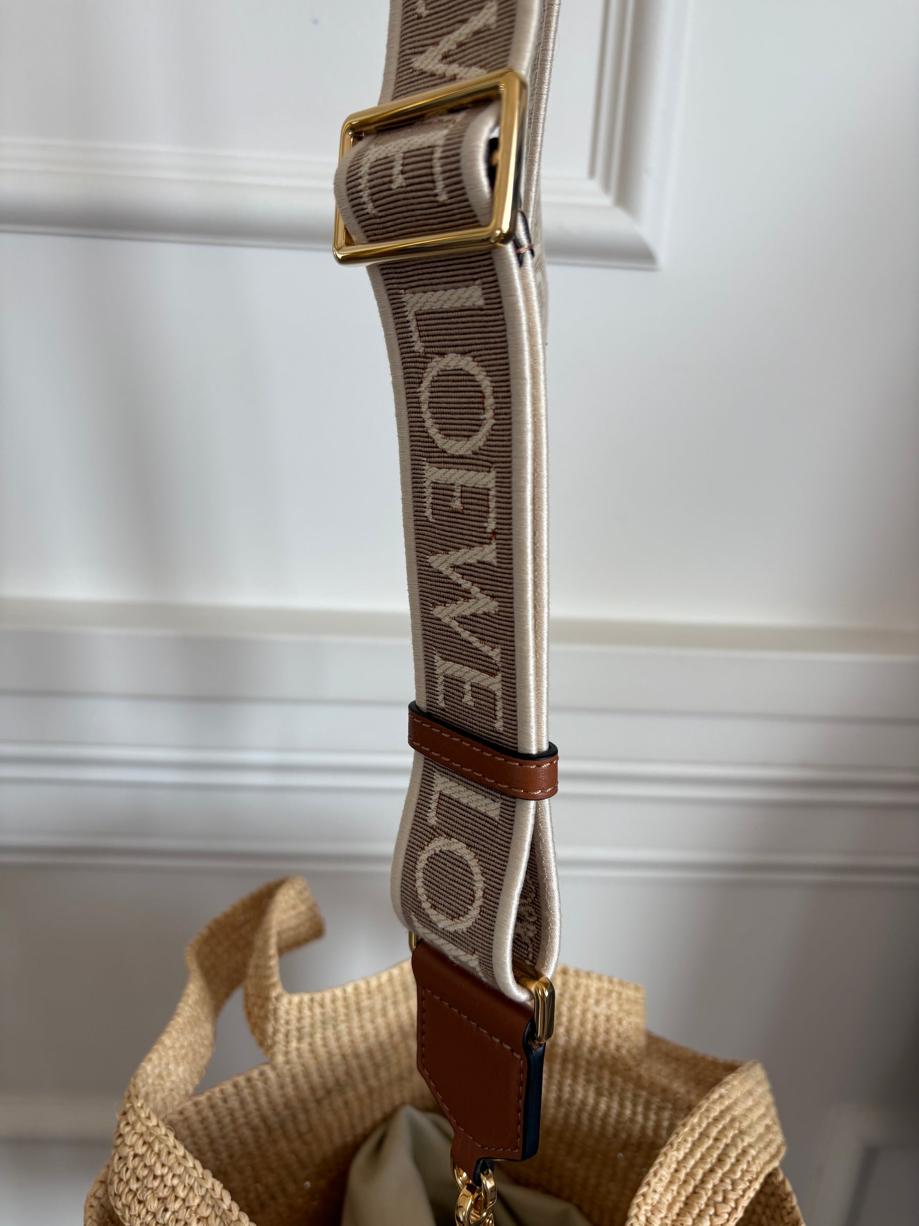 Loewe Raffia Split Crossbody Bag With Strap