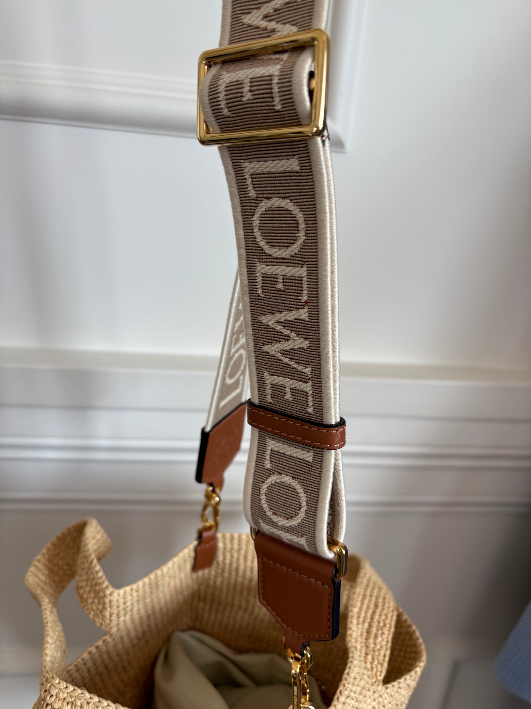 Loewe Raffia Split Crossbody Bag With Strap