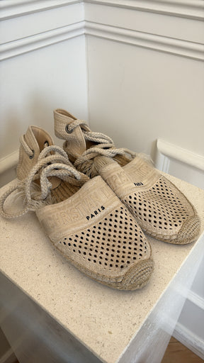 Dior Beige Rope Tie Up Espadrilles, 41