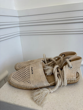 Dior Beige Rope Tie Up Espadrilles, 41