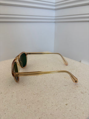 Harding Sun Beige Frame Green Lens Flap Top Sunglasses