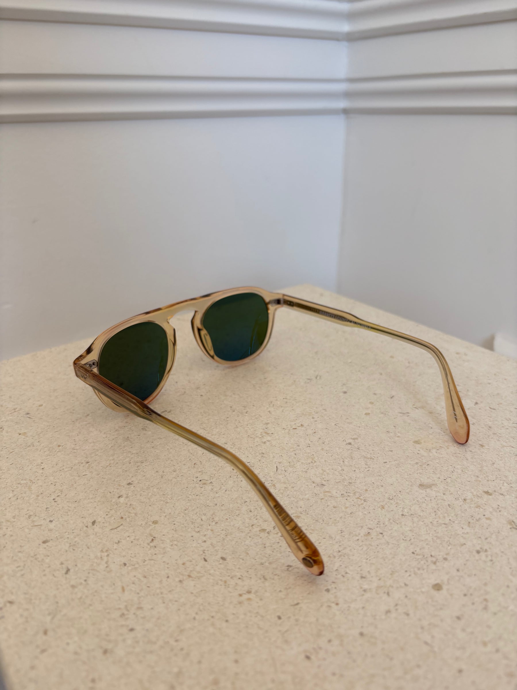 Harding Sun Beige Frame Green Lens Flap Top Sunglasses