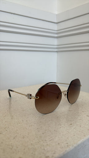 Tiffany & Co. Frameless Hexagonal Mother of Pearl T Arm Sunglasses