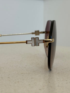 Tiffany & Co. Frameless Hexagonal Mother of Pearl T Arm Sunglasses