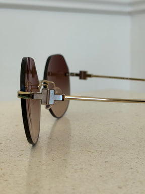 Tiffany & Co. Frameless Hexagonal Mother of Pearl T Arm Sunglasses