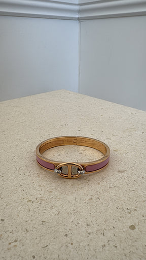 Hermès Pink and Gold Chain D'ancre Bangle