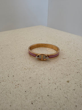 Hermès Pink and Gold Chain D'ancre Bangle