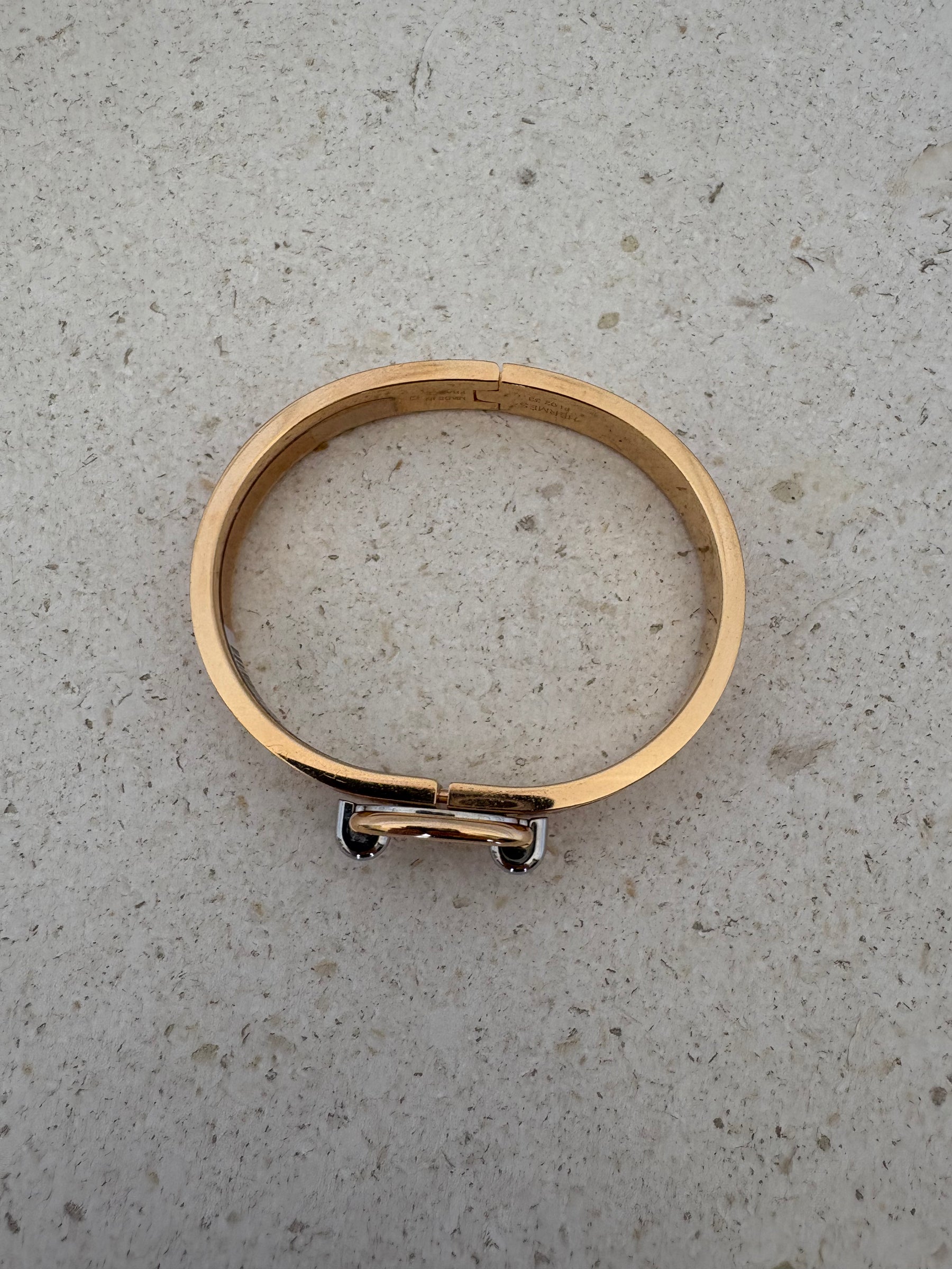 Hermès Pink and Gold Chain D'ancre Bangle