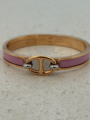 Hermès Pink and Gold Chain D'ancre Bangle