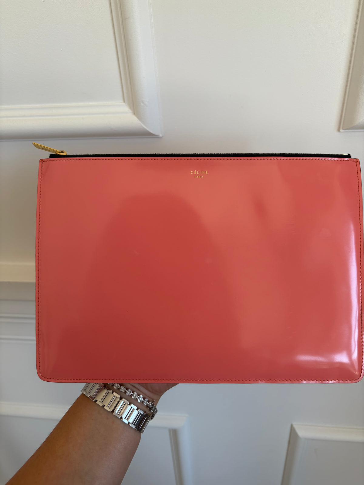 Celine Salmon Pink Patent Clutch