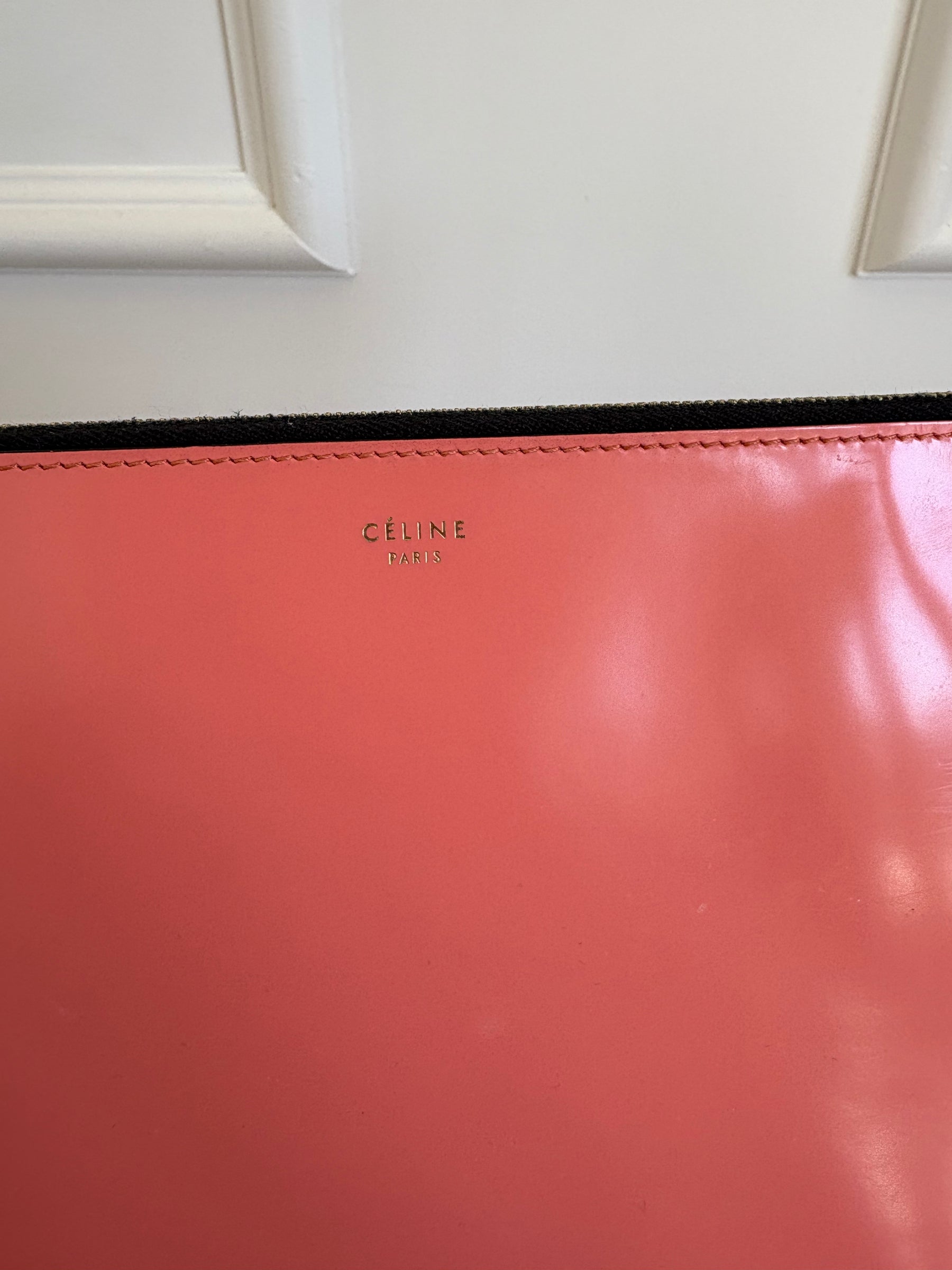 Celine Salmon Pink Patent Clutch