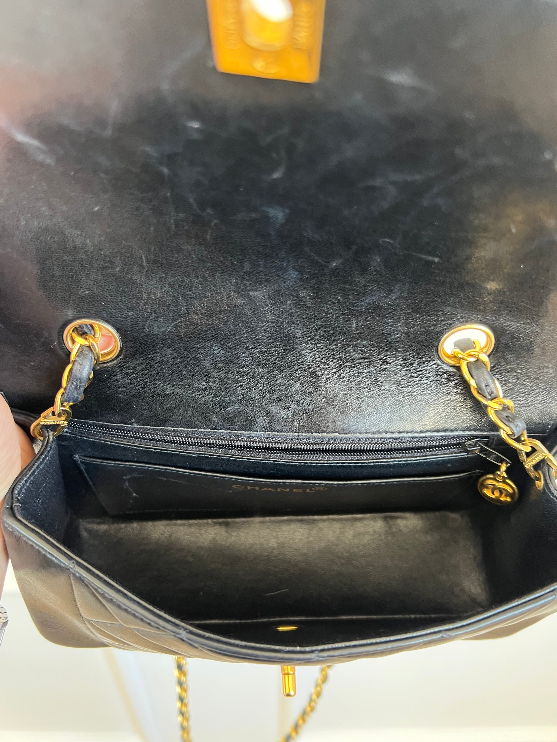 Chanel Black Leather Diana Bag