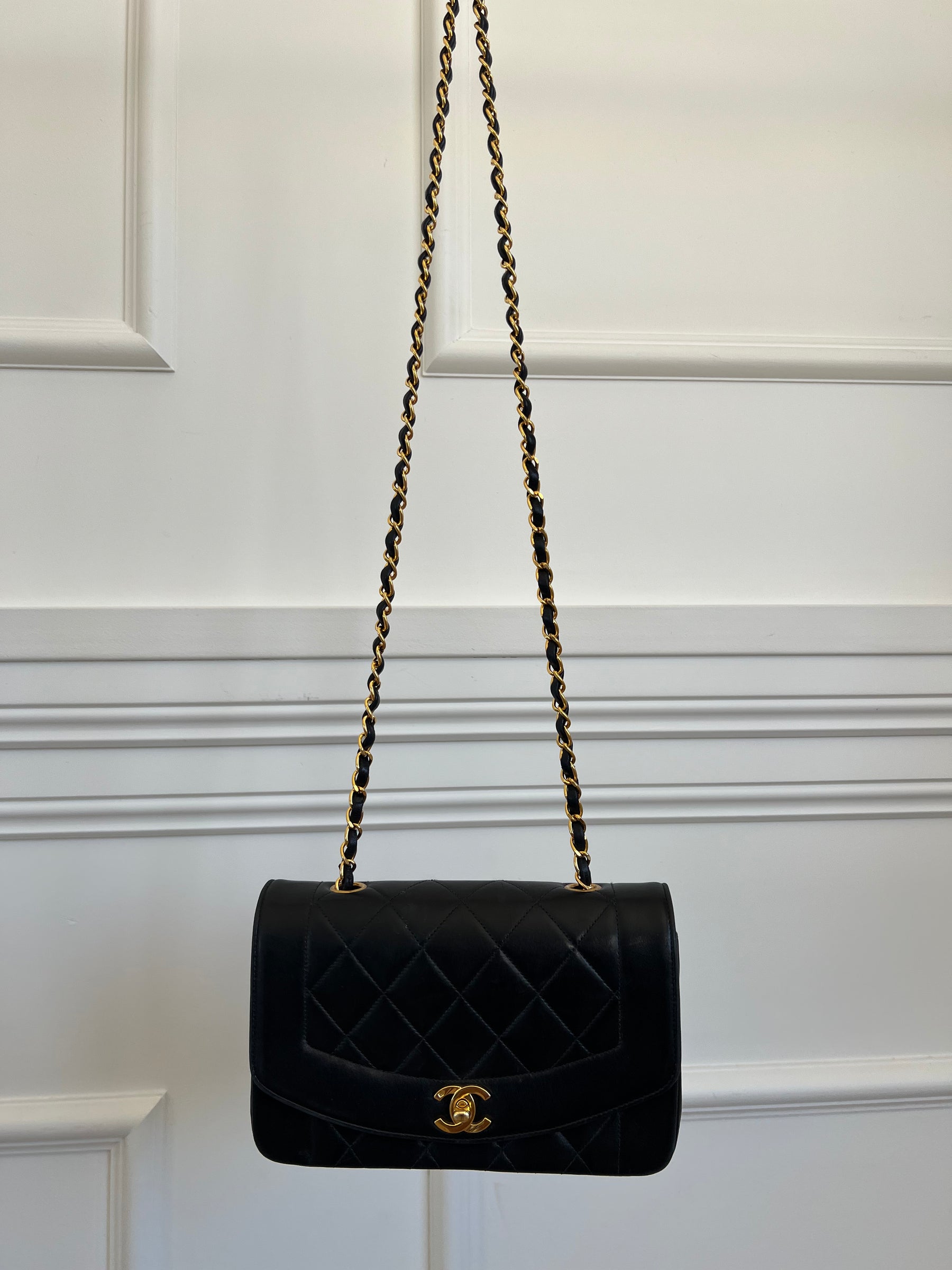 Chanel Black Leather Diana Bag