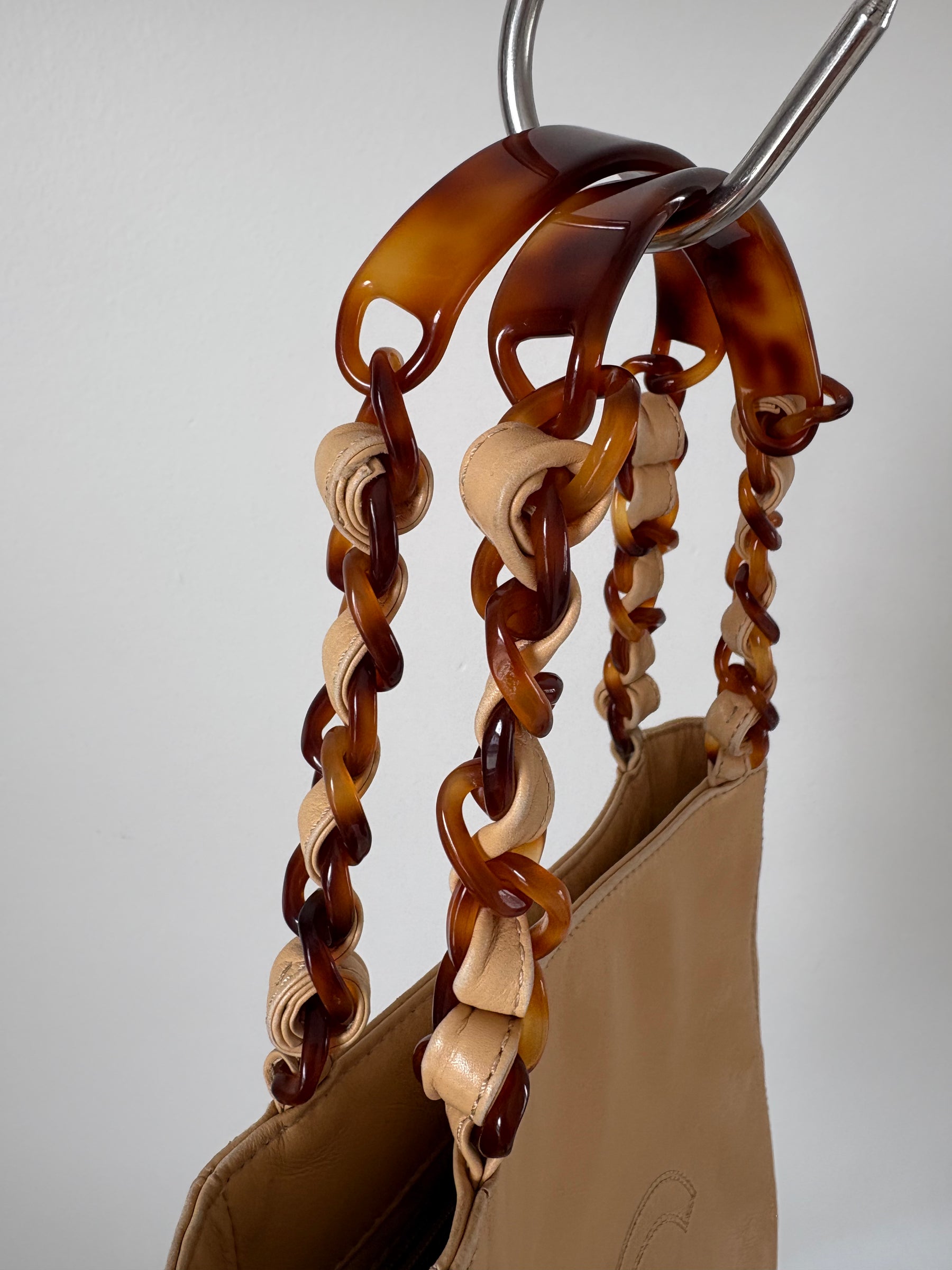 Chanel Beige Leather Tortoiseshell Mini Tote