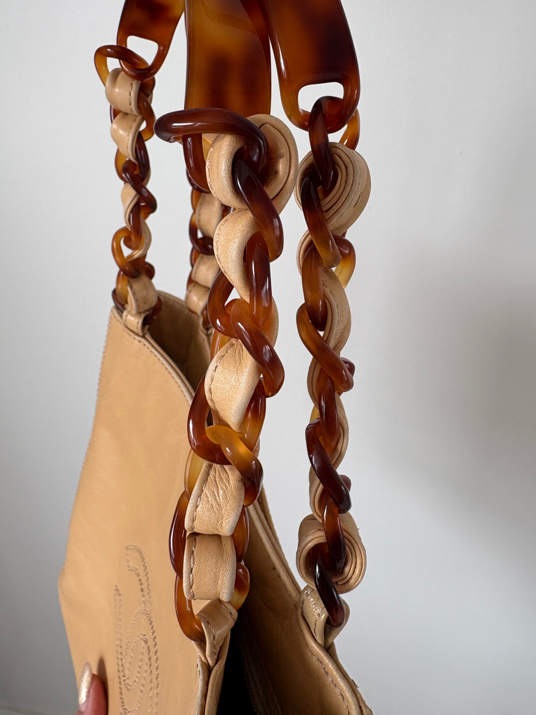 Chanel Beige Leather Tortoiseshell Mini Tote