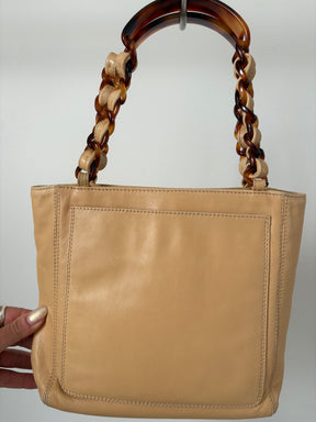 Chanel Beige Leather Tortoiseshell Mini Tote