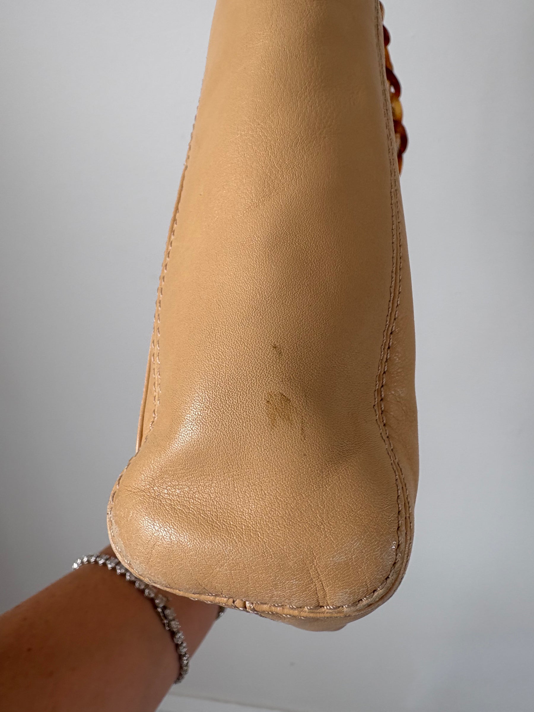 Chanel Beige Leather Tortoiseshell Mini Tote