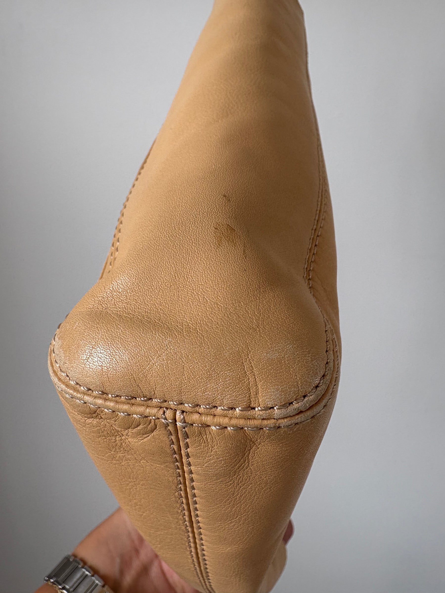 Chanel Beige Leather Tortoiseshell Mini Tote