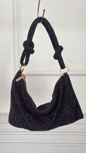 Cult Gaia Nano Rhinestone Shoulder Bag Black.