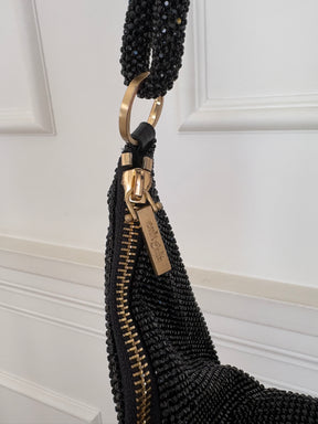Cult Gaia Nano Rhinestone Shoulder Bag Black.