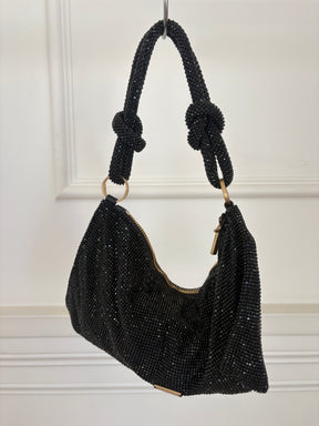 Cult Gaia Nano Rhinestone Shoulder Bag Black.