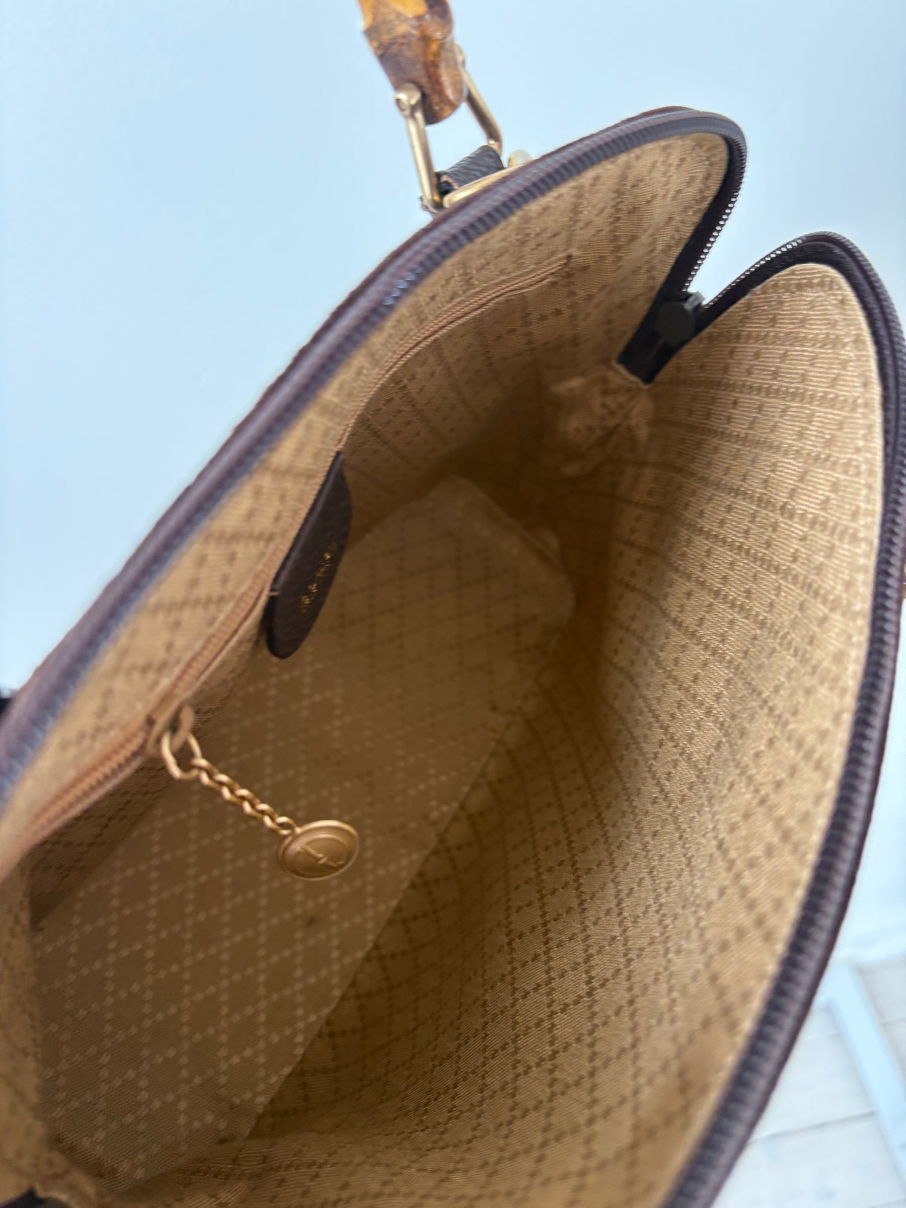 Gucci Brown Suede Bamboo Handle 'Dome' Bag