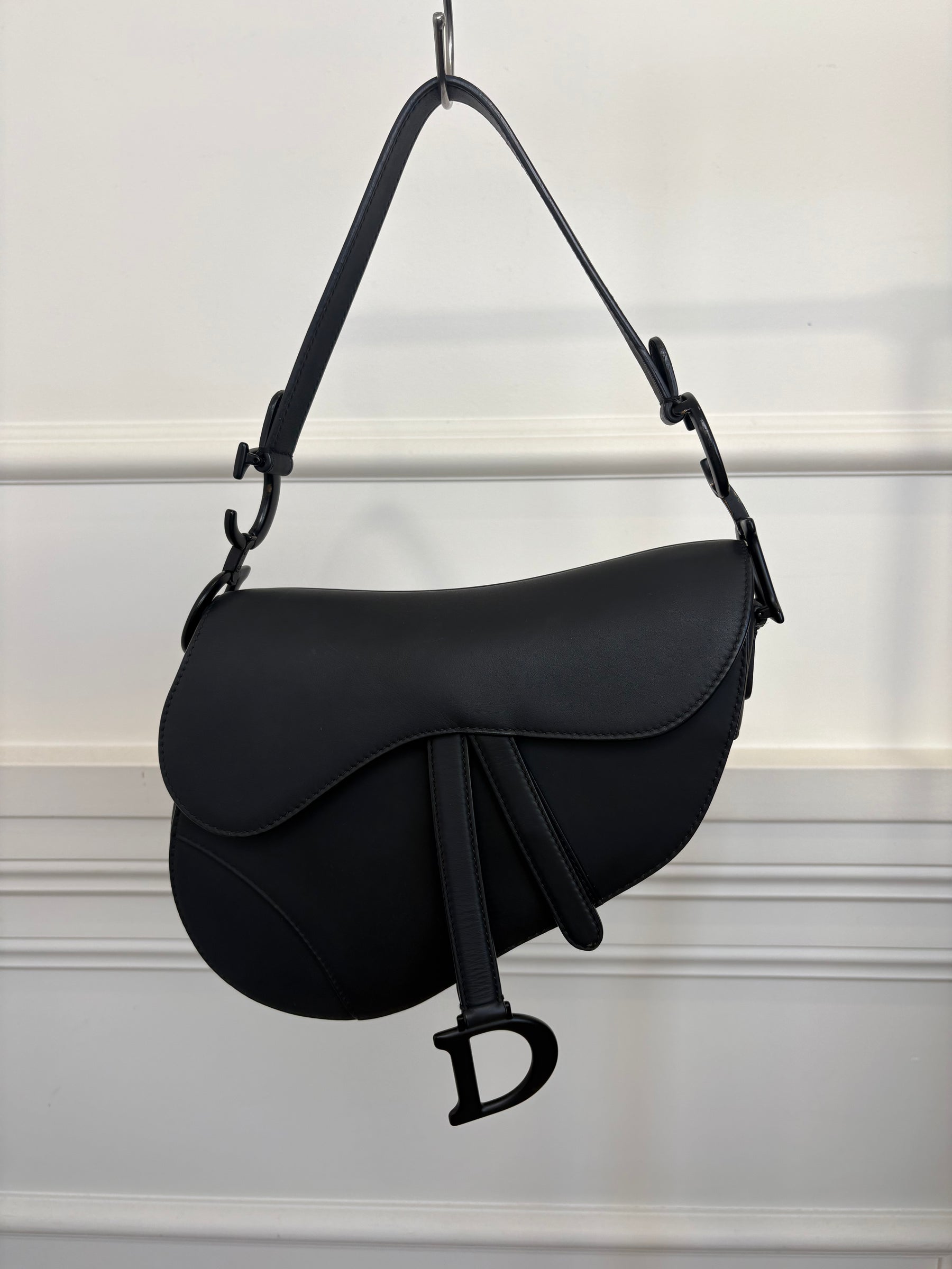 Dior Matte Black Leather Saddle Bag