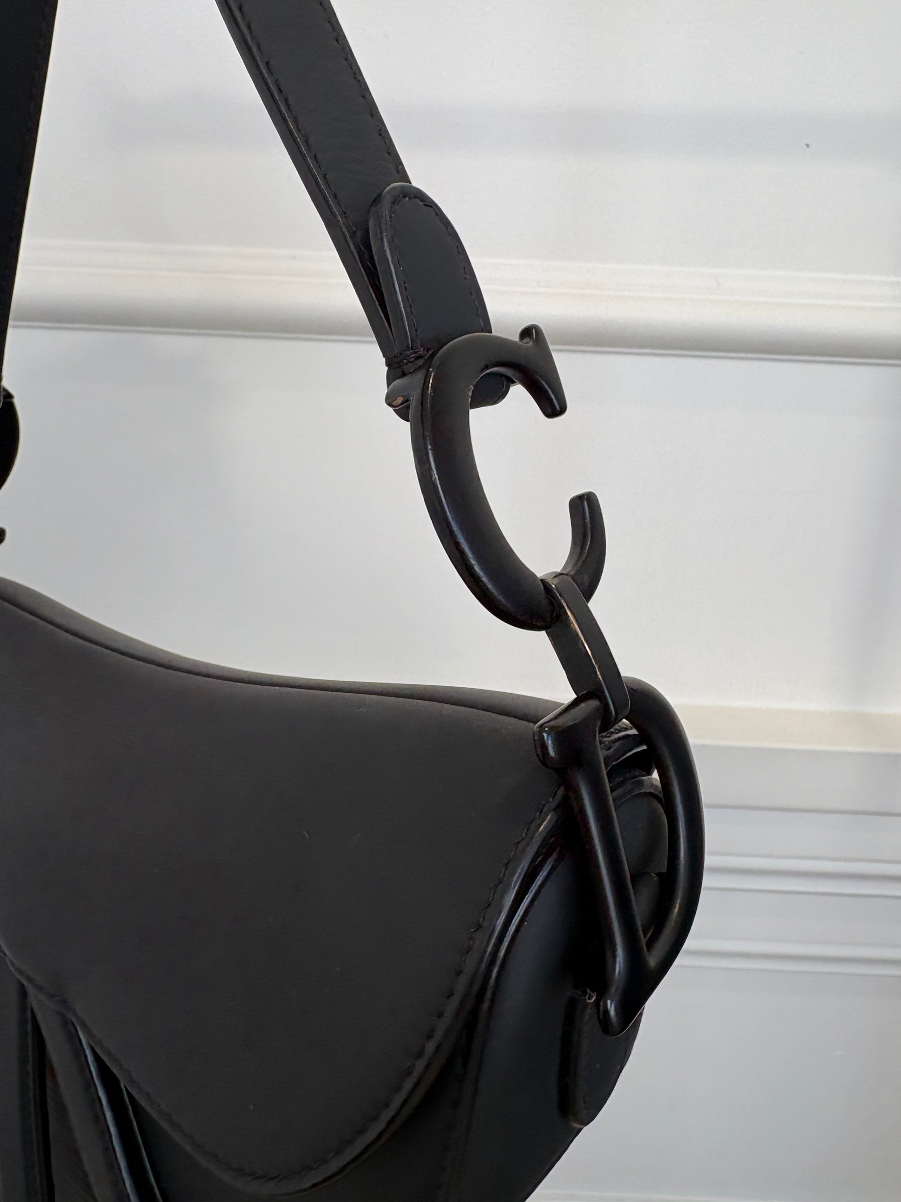 Dior Matte Black Leather Saddle Bag