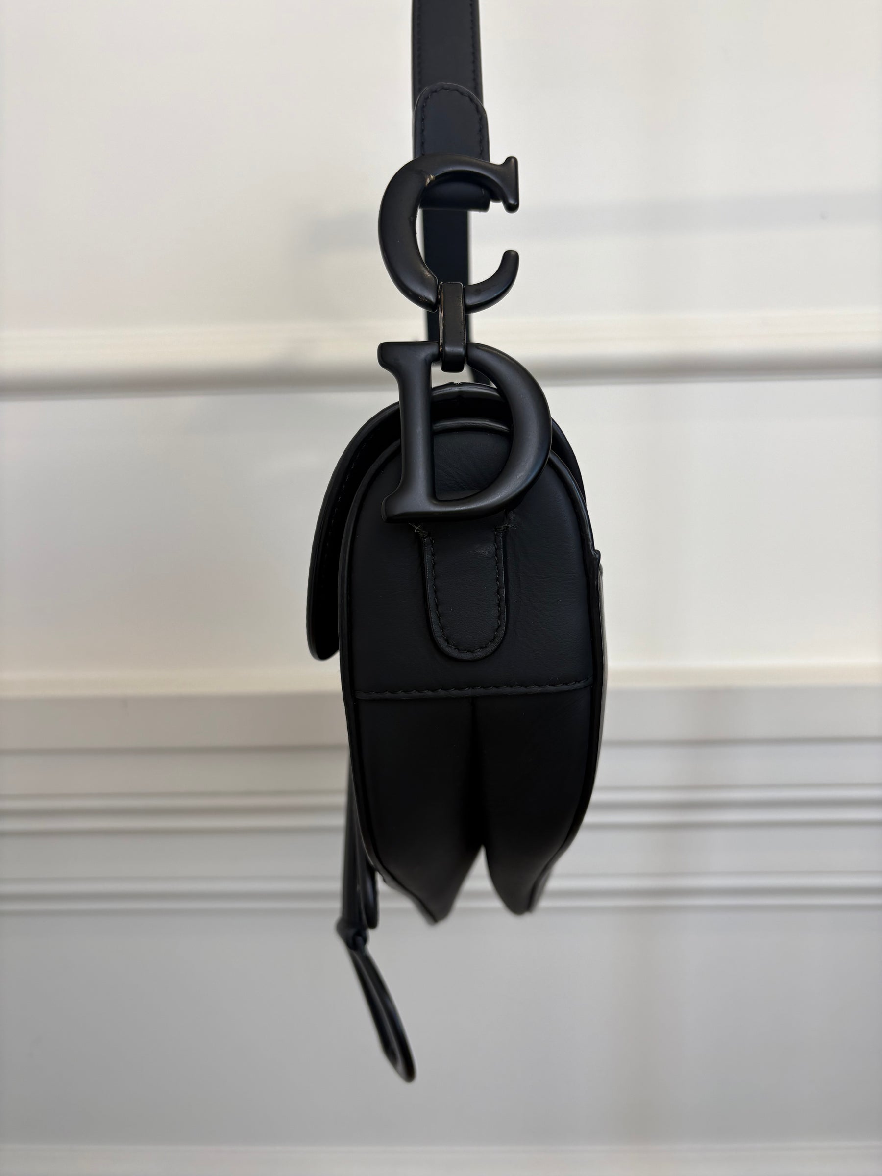 Dior Matte Black Leather Saddle Bag