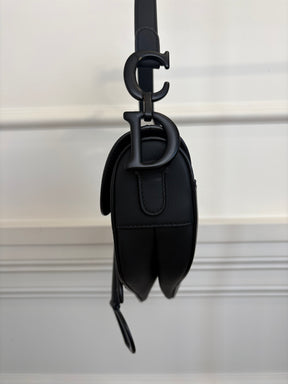 Dior Matte Black Leather Saddle Bag